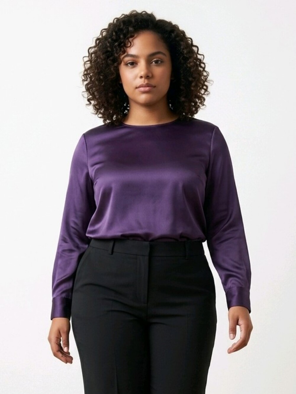 Nwt Valerie Stevens Purple Pure Silk Satin Blouse. Sz 14